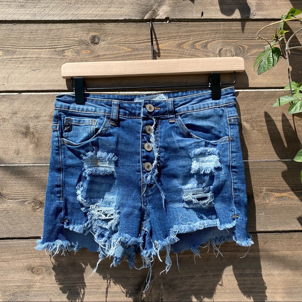 Distressed Blue Jean Shorts
